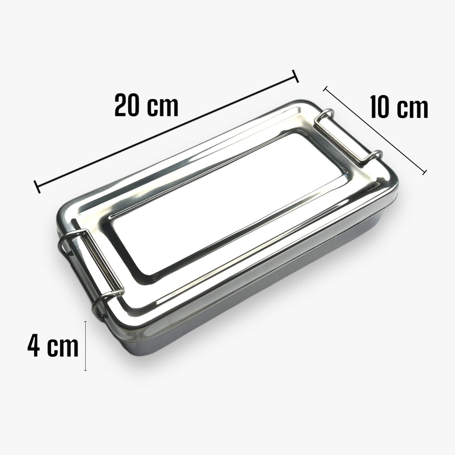 CAJA INSTRUMENTAL 20X10X4 CM LISA CON BROCHES