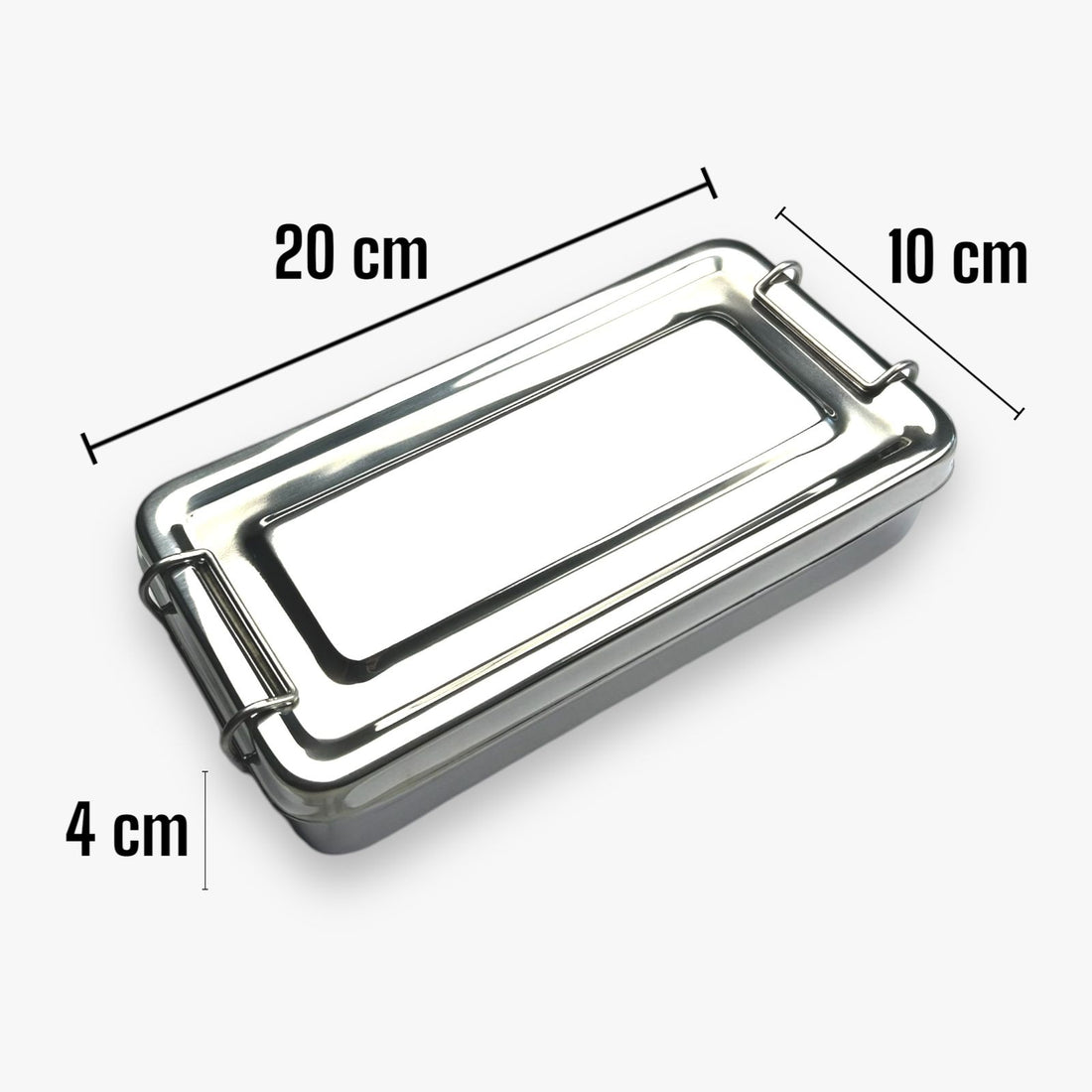 CAJA INSTRUMENTAL 20X10X4 CM LISA CON BROCHES
