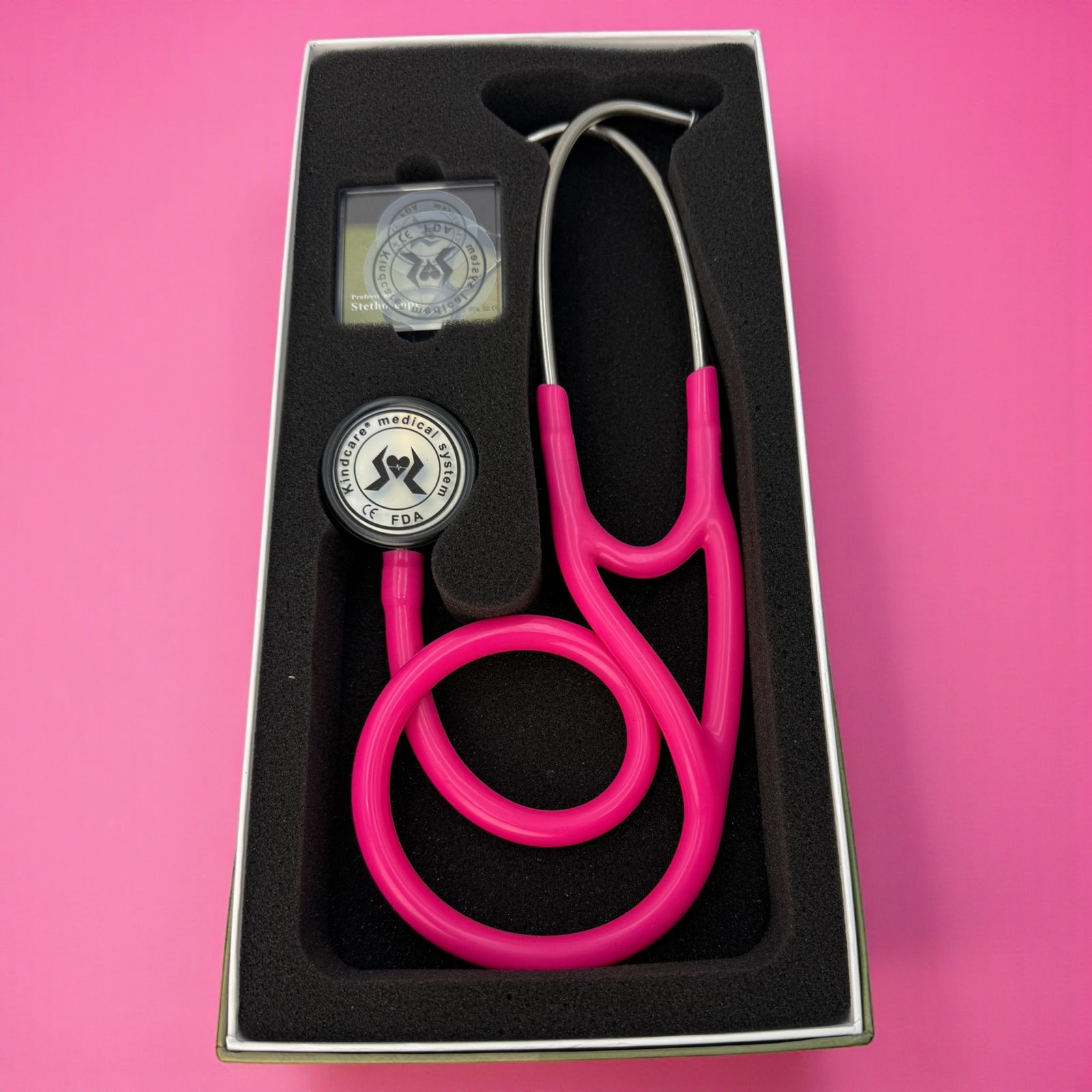 FONENDOSCOPIO DOBLE CAMPANA KINDCARE FUCSIA